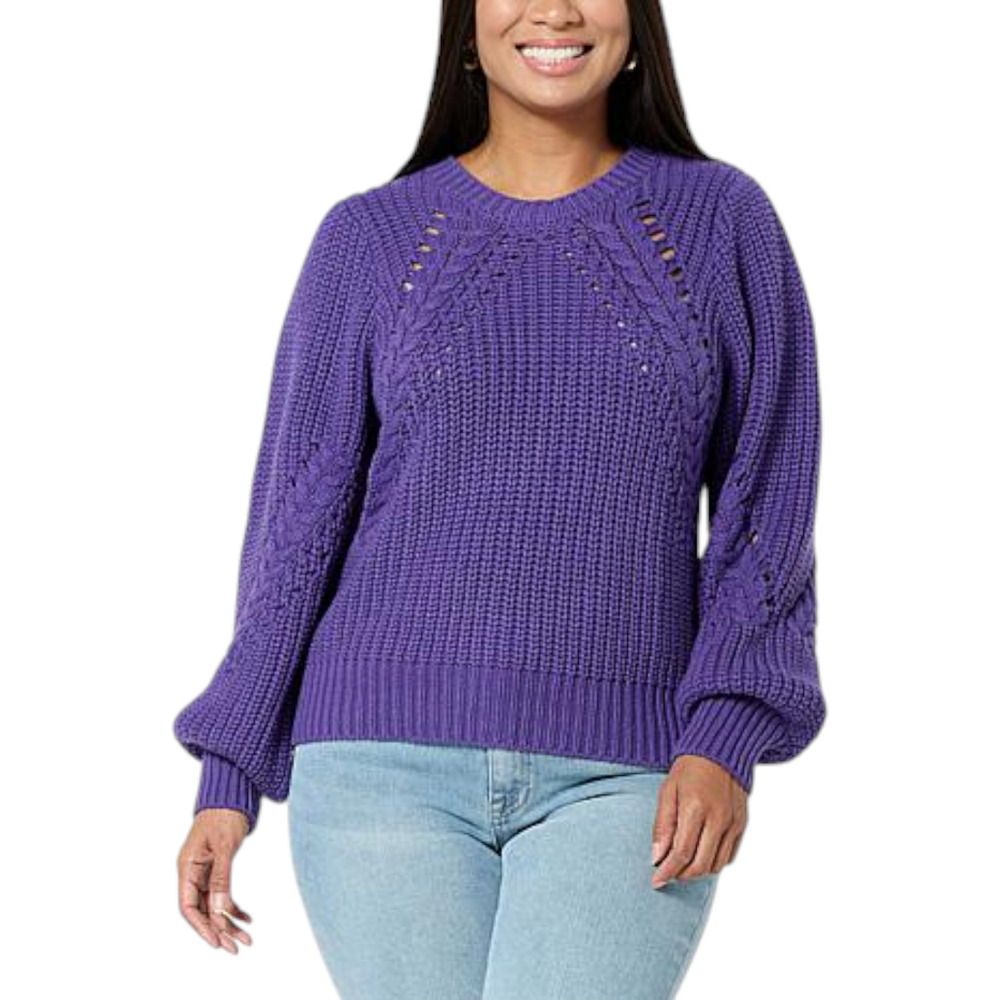 La Joie Women's Novelty Stitch Knit Sweater Purple - Regular